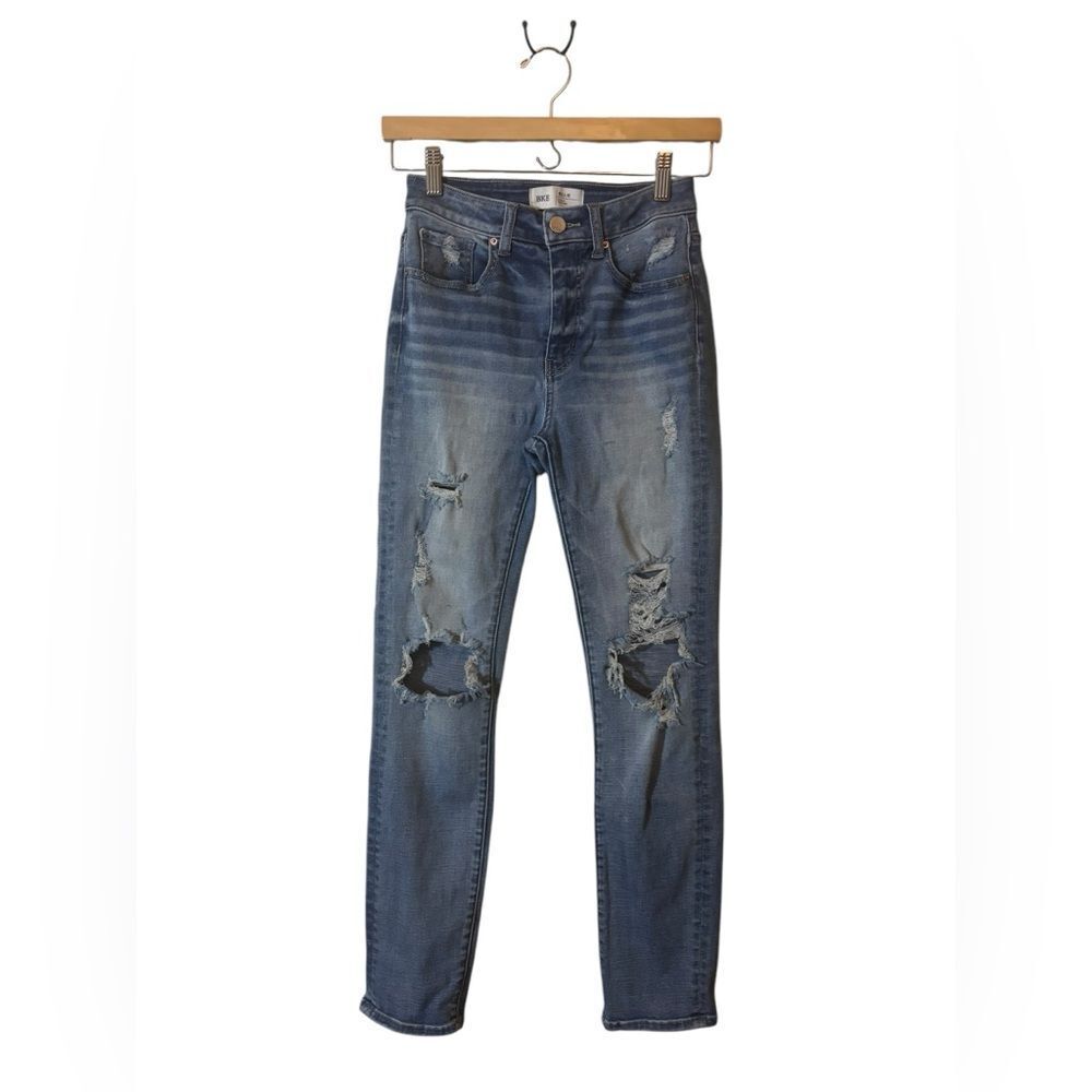BKE Billie High Rise Slim Fit Distressed Blue Denim Jeans Womens Size 25
